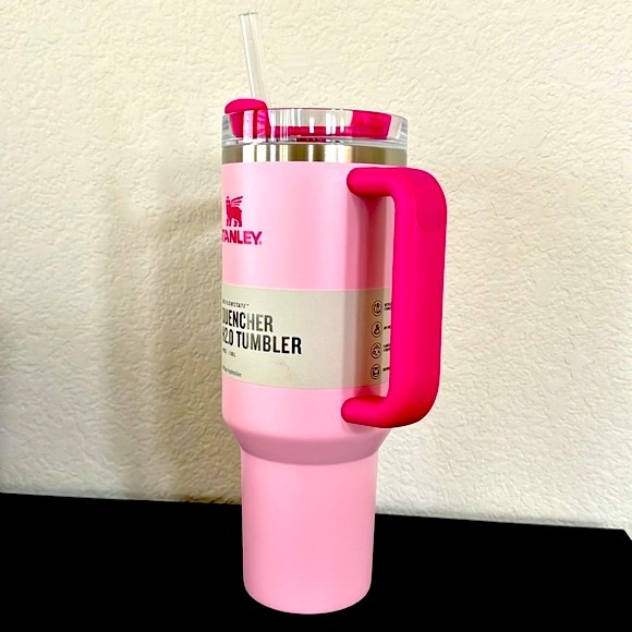 💕 STANLEY 40oz STAINLESS STEEL FLOWSTATE QUENCHER TUMBLER FLAMINGO BARBIE PINK - Picture 2 of 7